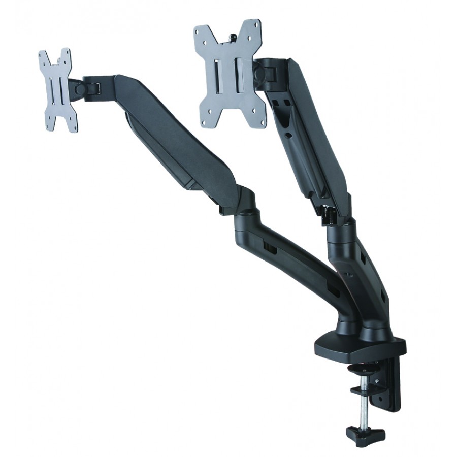 Gas Spring Twin Monitor Arm Stand with Clamp and Mount